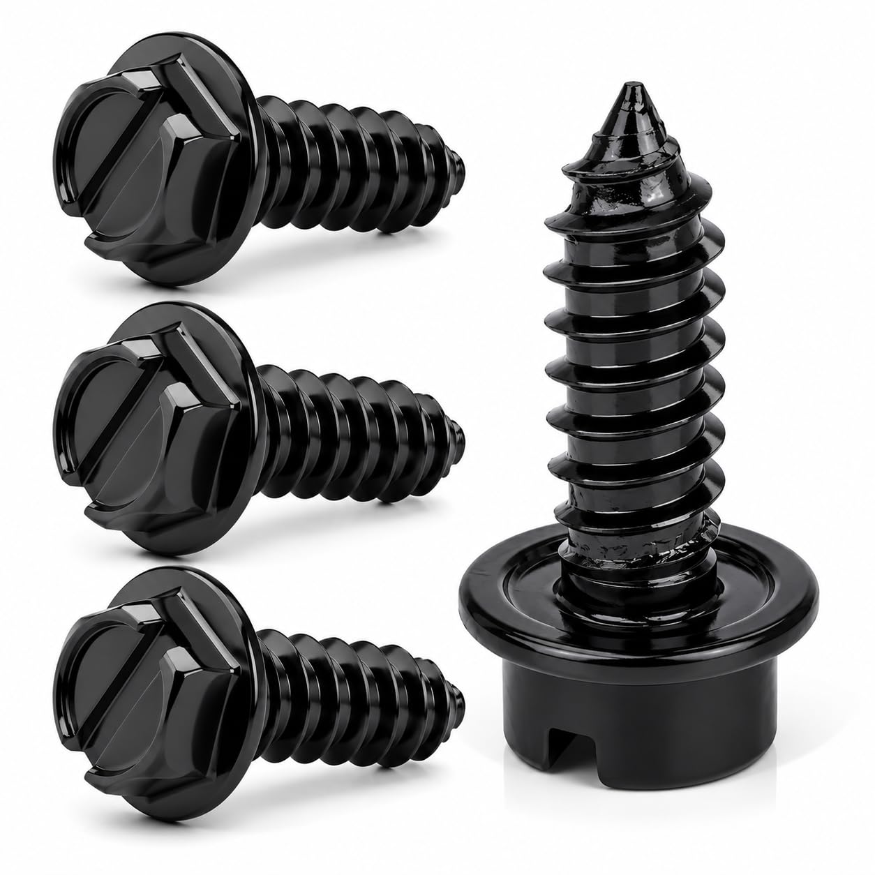 Rustproof License Plate Screws Kit, Black, 4-Pack