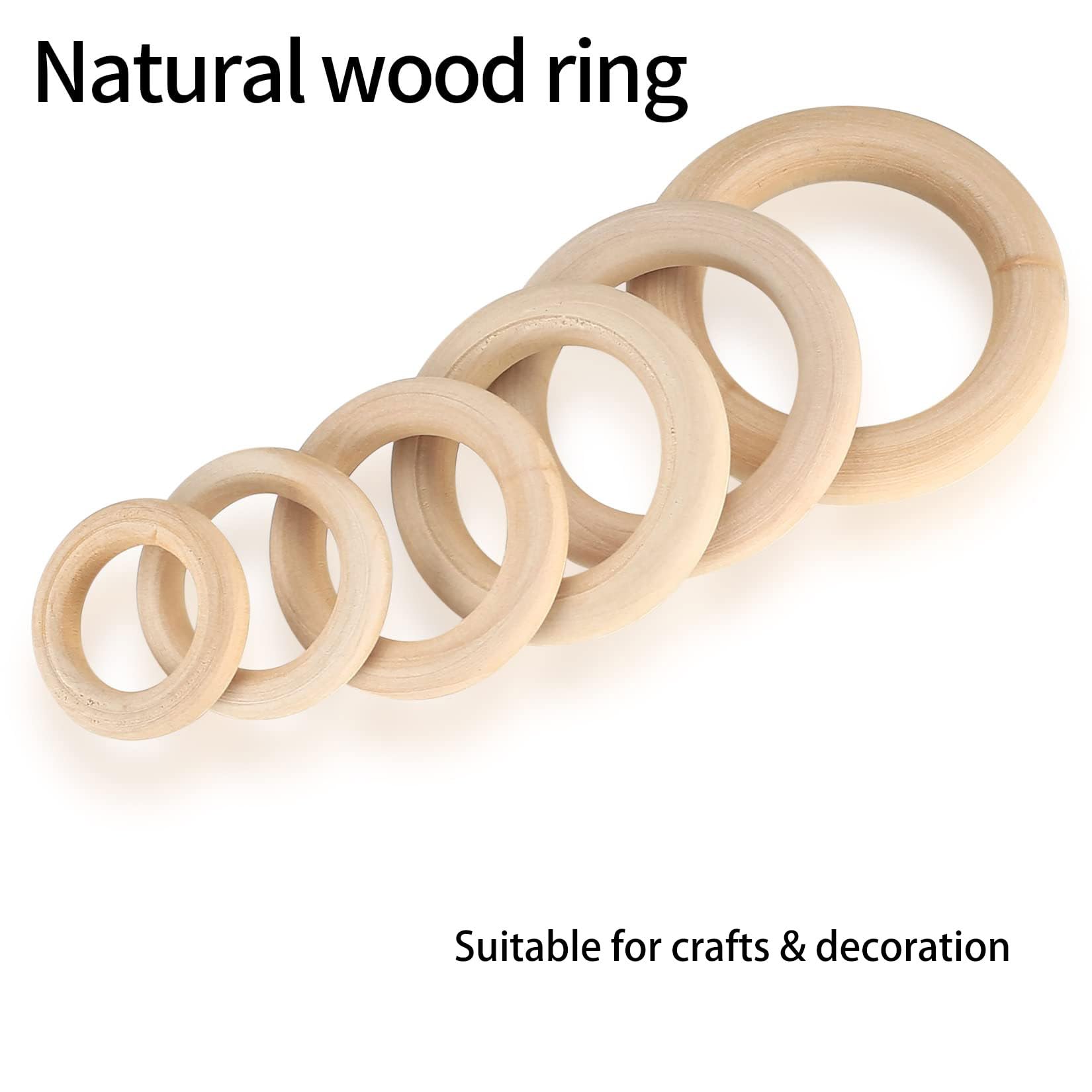 Anillos de Madera Sin Pintar 1.37 Pulgadas/35mm, Aros de Madera Natural para Suministros de Macramé y Fabricación de Joyería DIY, Kits de Manualidades para Conectores de Colga(Size:1.37in/35mm 100pcs)