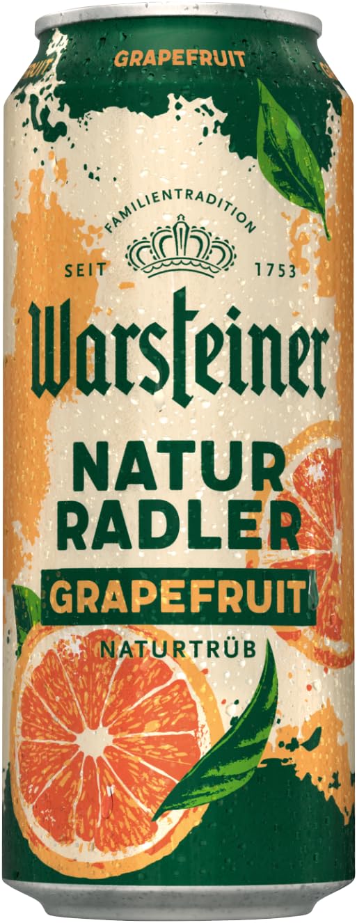 Warsteiner Naturradler Grapefruit mit 2% Alkohol, naturtrübes Radler, Dosenbier EINWEG (24 x 0.5 L Dose)