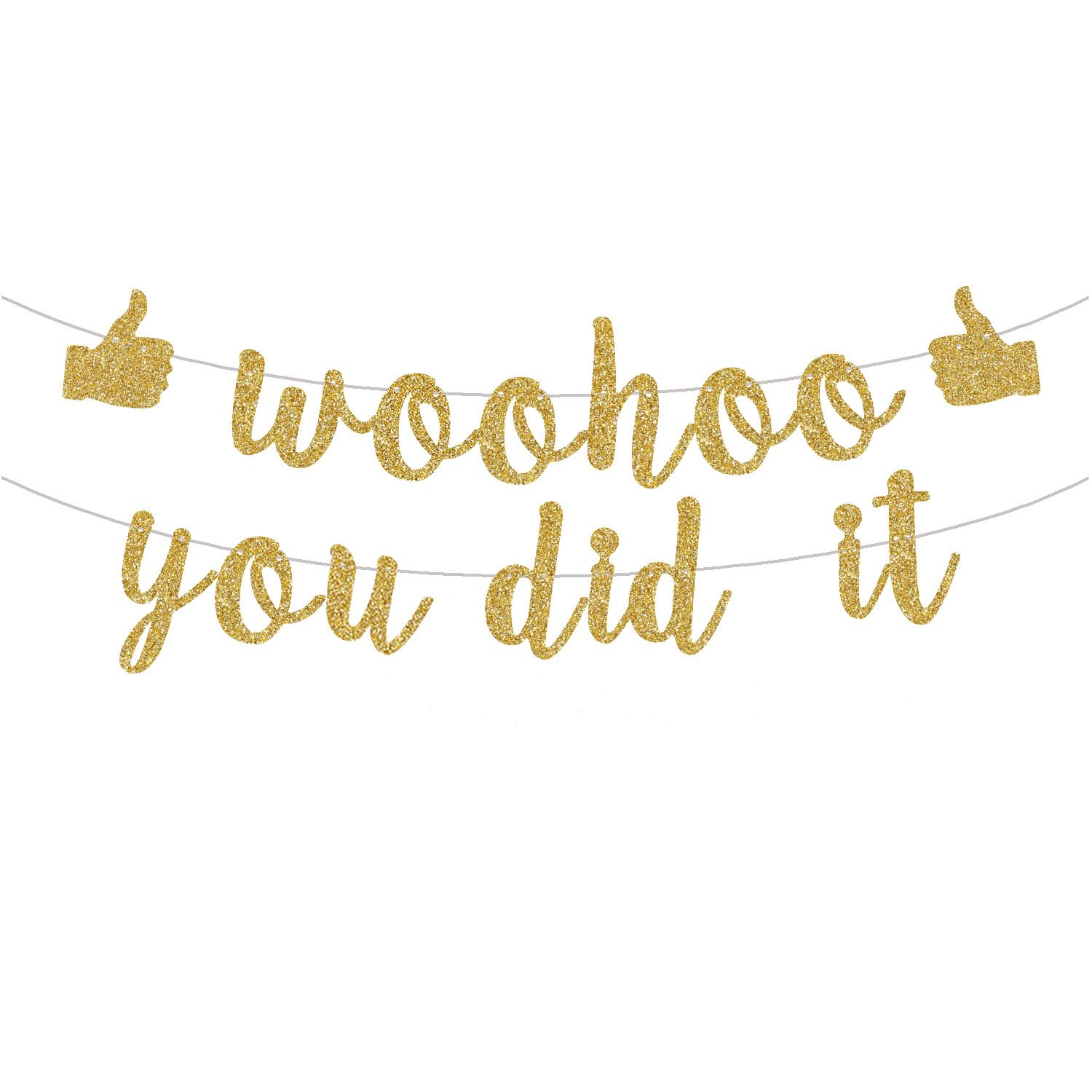 ENILSAWoohoo You Did It Banner, We are So Proud of You, Congrats Grad 2024, 2024 Graduation Party Decorations, Gold Gold Glitter.(Pre-Assembly)