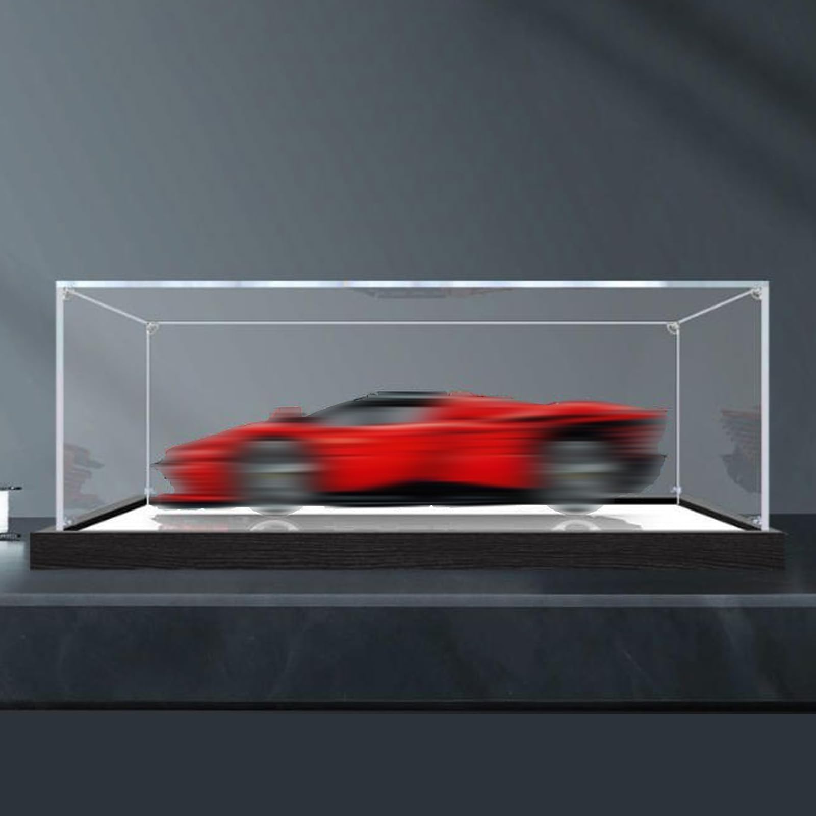 Acrylic Display Case Compatible with Lego 42143 Racing Car Model, Dustproof Transparent Storage Box, Compatible with Lego 42143 (Model Not Included) (2mm-Mirror base)