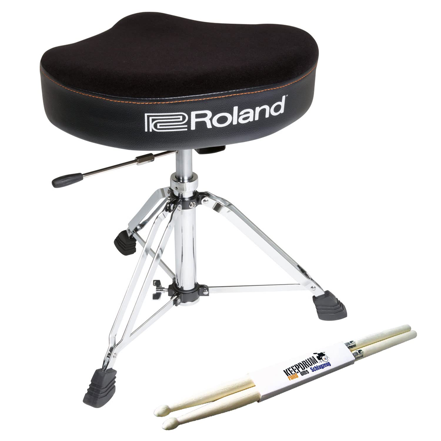 Roland RDT-SH hydraulischer Drumhocker Sattel-Sitz Schlagzeug Hocker + keepdrum Drumsticks