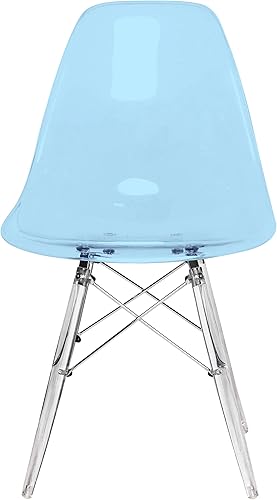 Miniatura 3 de LeisureMod Silla de comedor moderna moldeada con base Eiffel cromada y soporte acrílico en forma de X, silla auxiliar ergonómica para cocina,
