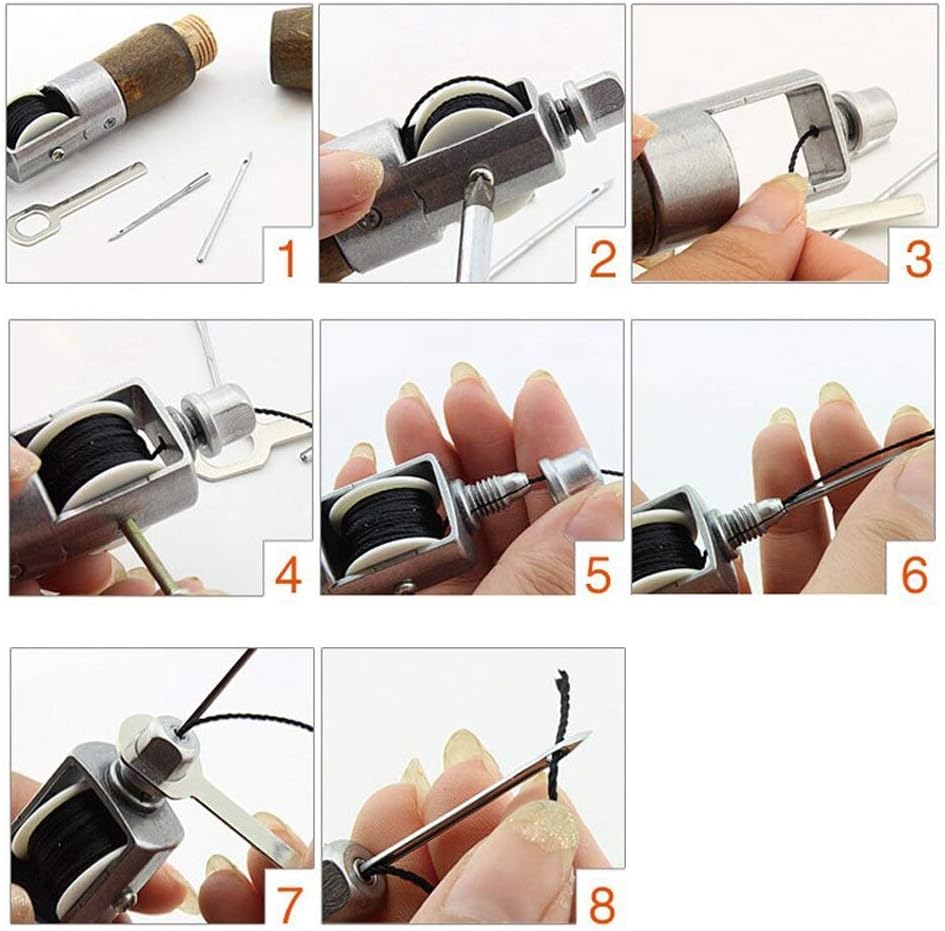 Leathercraft Lock Stitch Sewing Awl Thread Kit Fabric Craft Stitch Needles Stitch Leather Fabric Leather Machine Sewing Tool - (Color: B)
