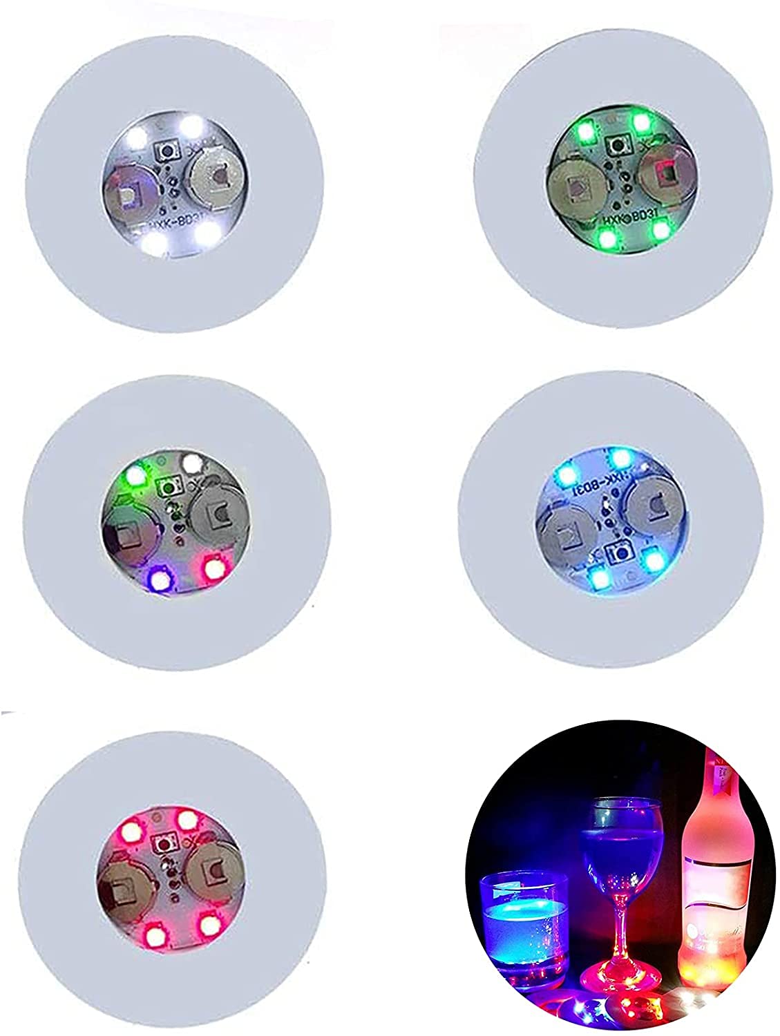 Łańcuch świetlny LED do butelek, uchwytów na kubki, naklejki LED, podstawki, światła LED na butelki (3 szt. wielokolorowe)
