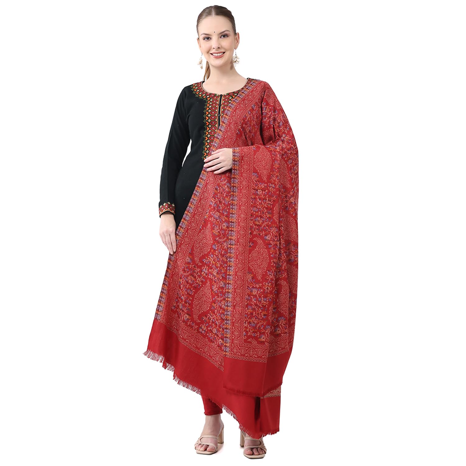 monte carlo Monte CarloWomen’s Winter Shawl | Self Design Pattern | Cozy Warm | Stylish Fashionable Winter Accessory | Elegant Soft Wrap For Women Maroon Free Size (Pack Of 1)-picture-13
