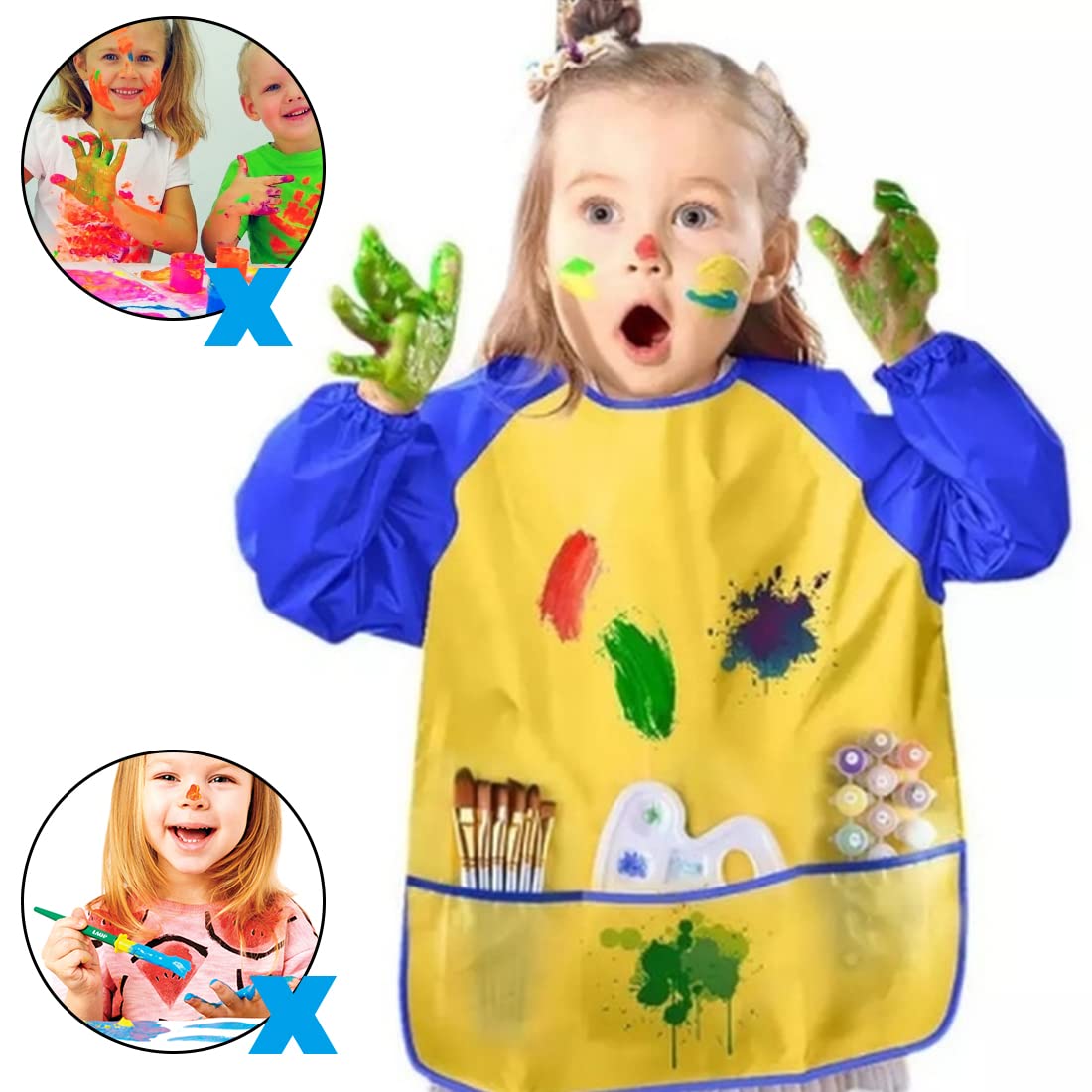 Grembiule Impermeabile Per Pittura Bambini 2-6 Anni - Con Maniche Lunghe E Tasca, Protezione Antimacchia Per Scuola E Attività Creative - 3