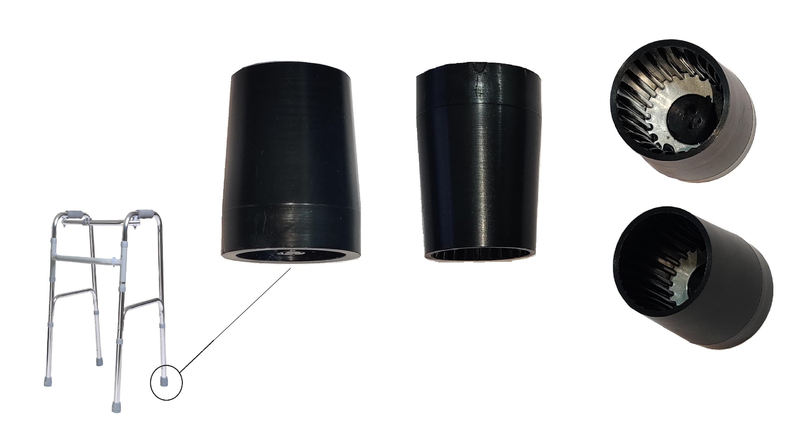 AARAM 28 to 31 mm PVC Ferrules Shoes Cap Tips for medical Walkers, Rollators Black Round Walker Cap Bush, Durable with Metal Inserts (4Pcs) Black