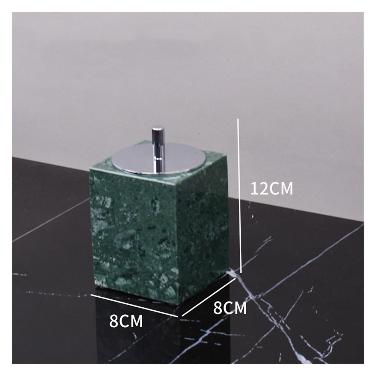 Set Bagno Accessori da bagno in marmo verde | Set di scatole for fazzoletti portaspazzolino con dispenser di sapone retrò(Cotton swab can B)