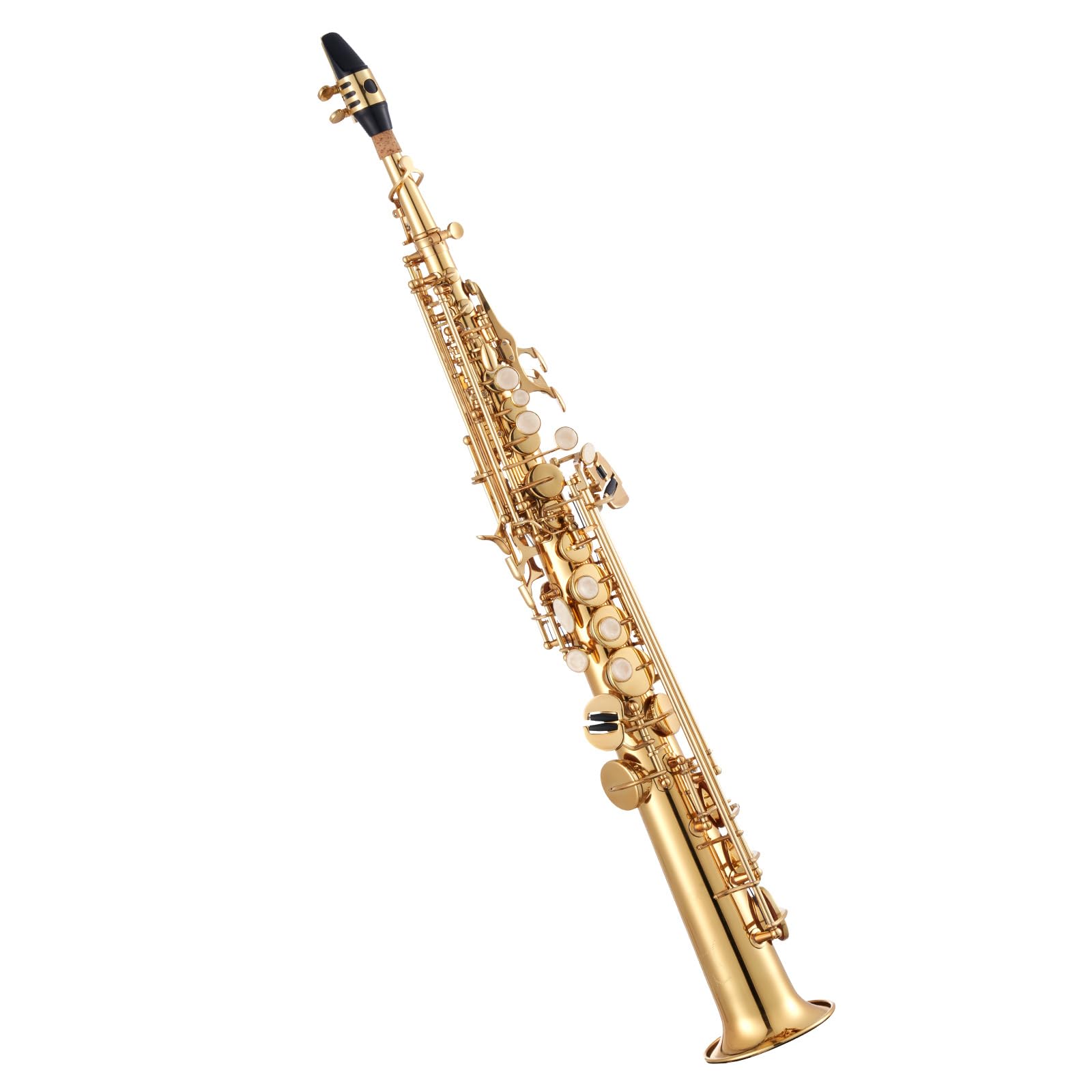 VEVOR Sassofono Soprano Dritto, Si Bemolle, Kit di Sassofono in Ottone a 23 Tasti per Principianti, con Custodia Trasporto, Bocchino, Asta per Panno di Pulizia, Guanti, Tracolla, Oro