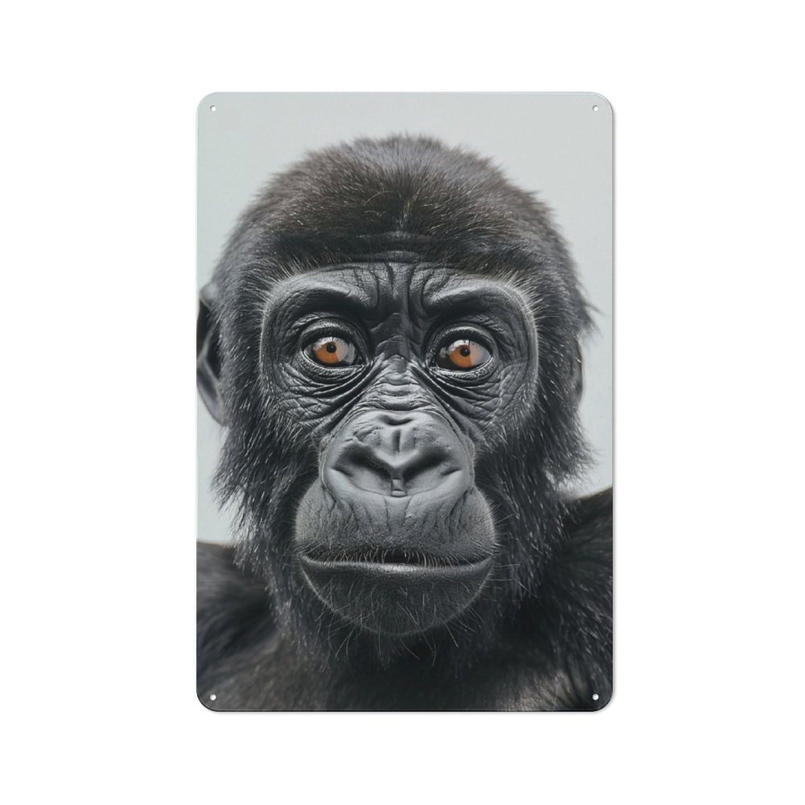 Junmoney Gorilla Face Metal Plaque 30X20cm With For Home Bar Wall, Retro Decor, For Garage, Workshop And Man Cave Decoration