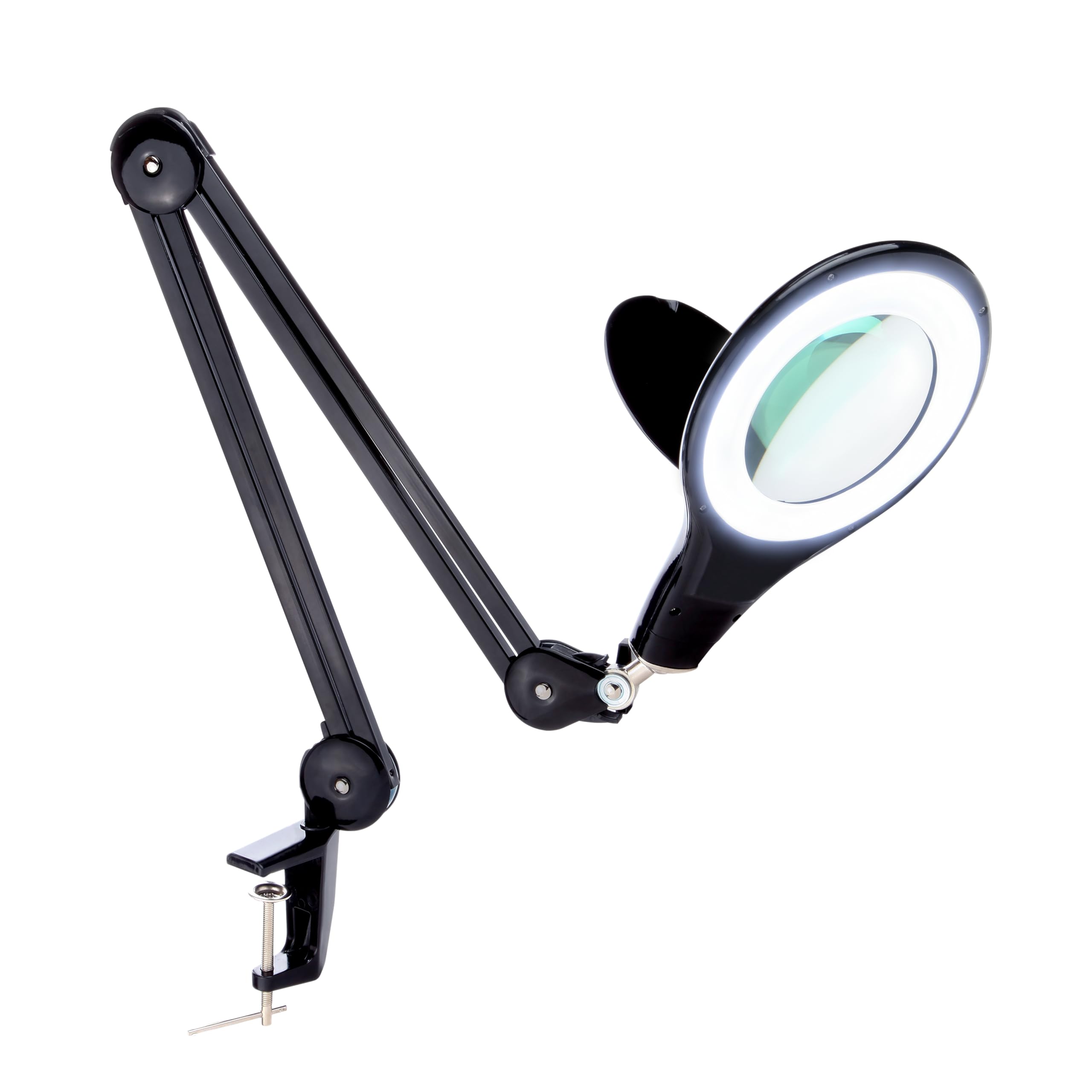 Brightech LightView PRO Magnifying Desk Lamp, 2.25x Light Magnifier, Adjustable Magnifying Glass with Light for Crafts, Reading, Close Work - Black