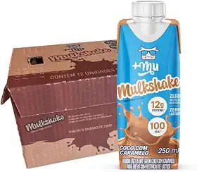 +Mu Mulkshake Bebida Proteica Sabor Coco com Caramelo - Pack 12 unidades 250 mL