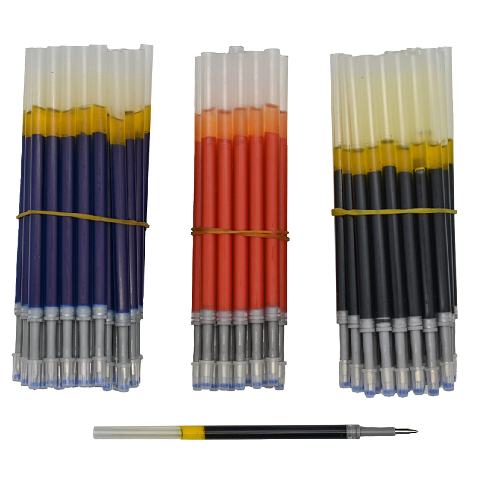 Maydahui 100PCS Gel Ink Pen Refills 3 Colors Black Blue Red Metal Tip 0.5 mm Fine Point for Retractable Click Pen