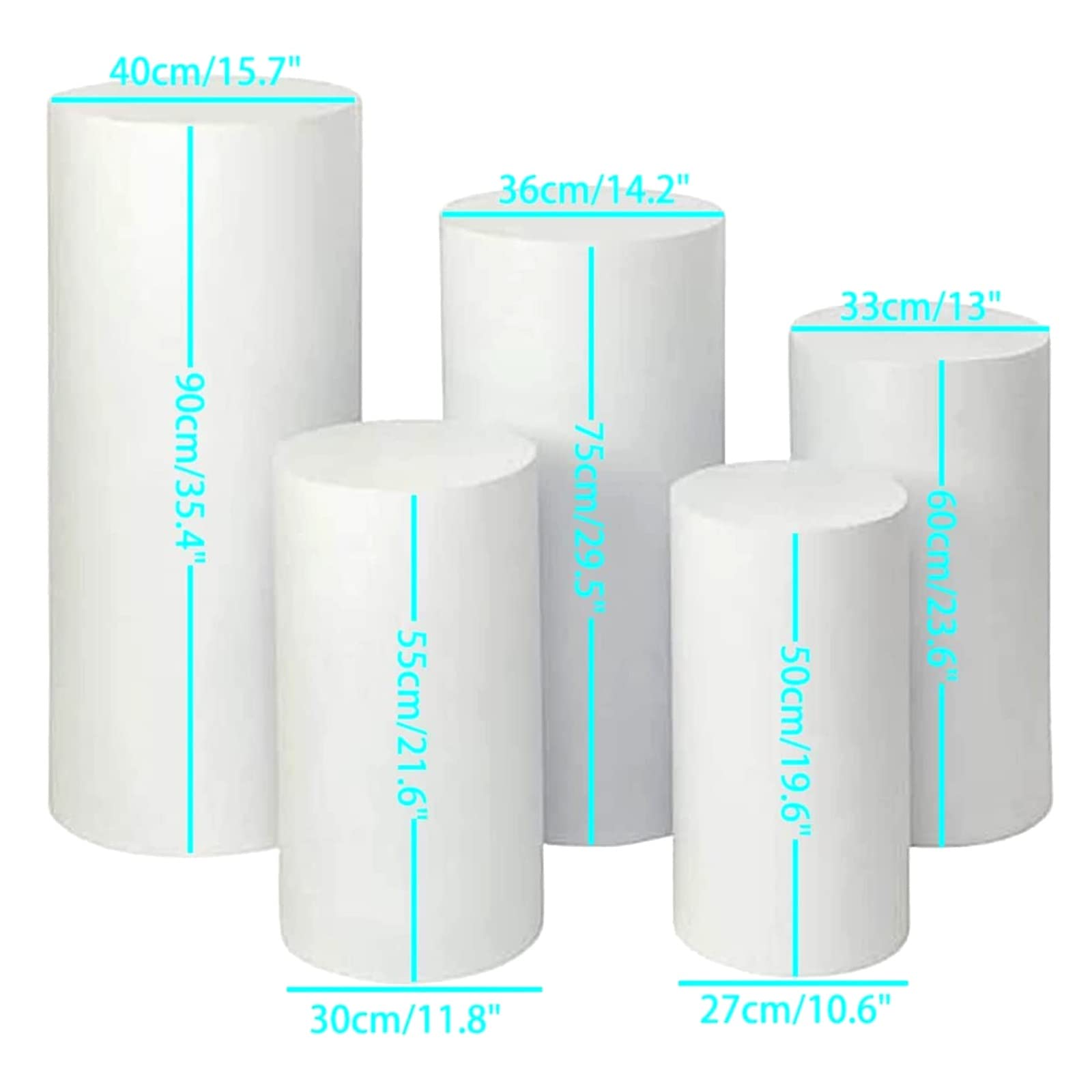 Soportes de Pedestal cilíndricos para Fiesta, Juego de 5 Bodas, baratijas de cumpleaños, Velas de Flores, Accesorios de decoración, pilares de plintos(Gold,Cylinder 5Pcs)