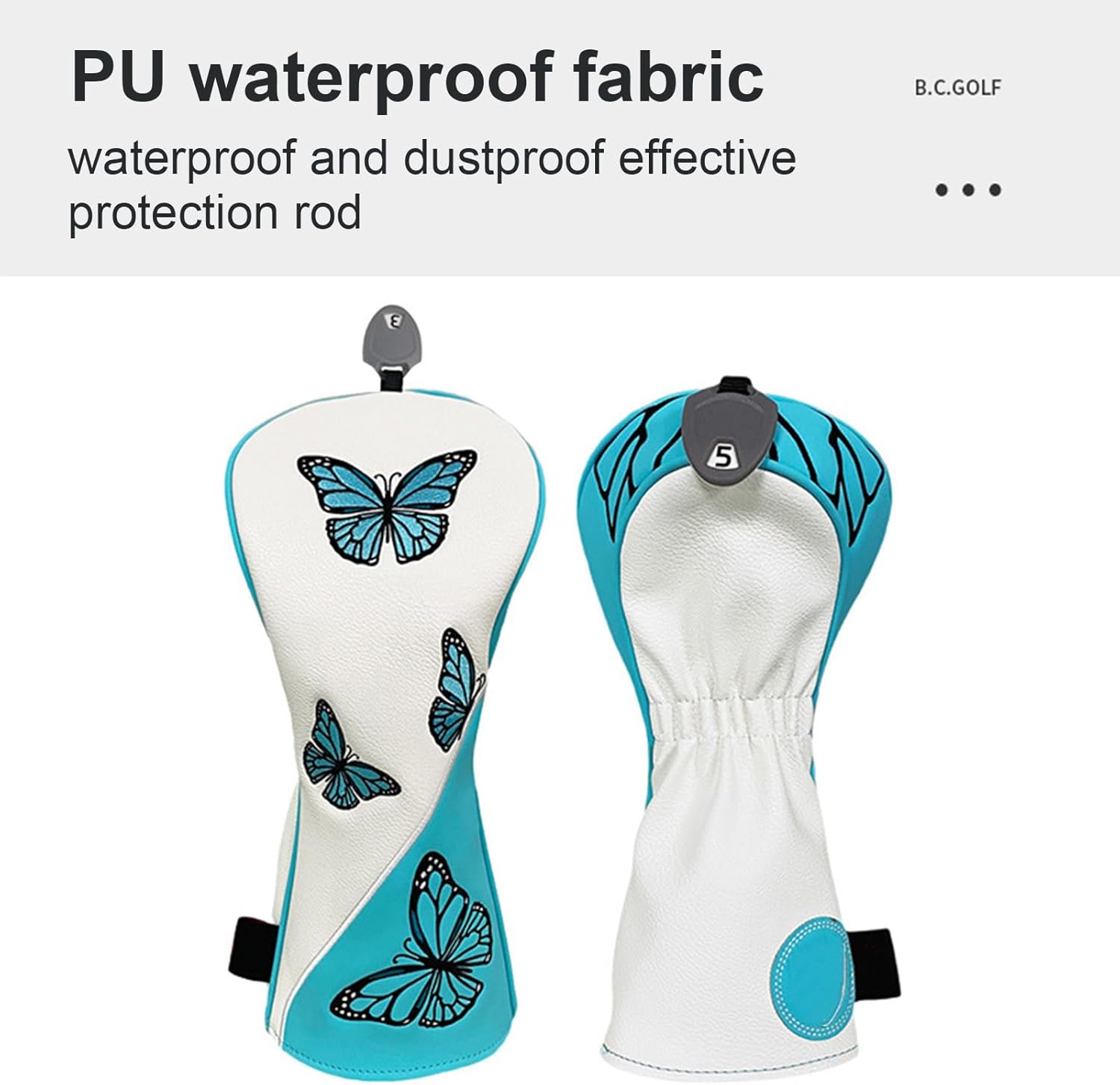 Golf Club Head Covers for Woods, PU Leather Butterfly Pattern,Fairway Wood Head Cover - for Men Boyfriend Father Grandfather Golf Lovers Outdoor Golfing