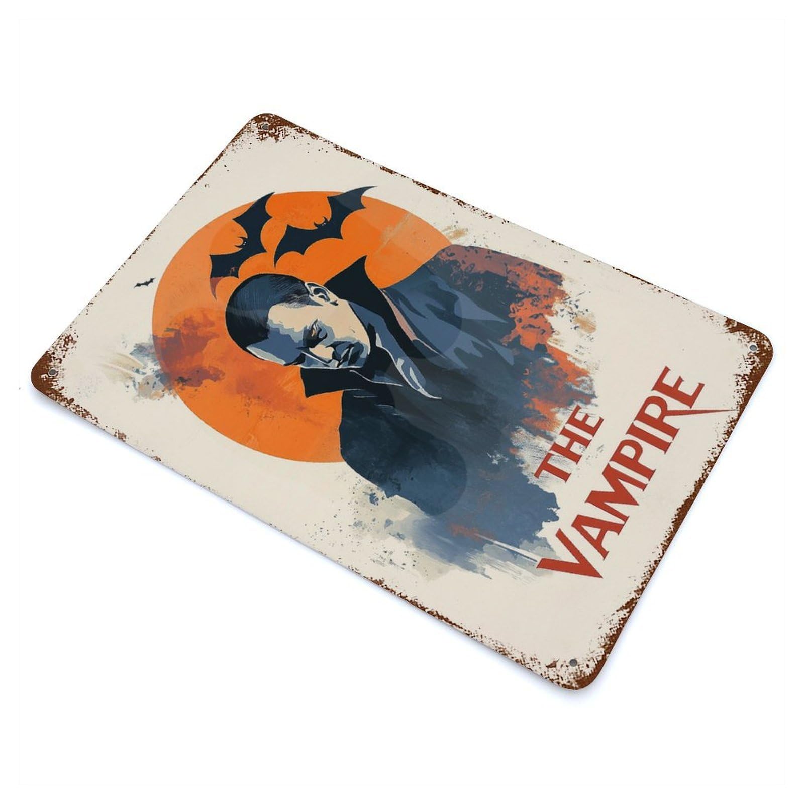 Halloween The Vampire Vintage Rust Metal Sign 11.8"x7.9", Farmhouse Wall Decor for Garage, Pub Or Kitchen
