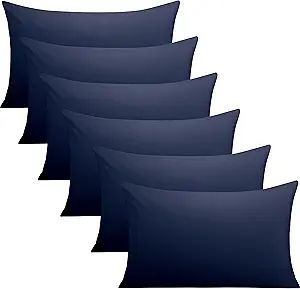 FLXXIE 6 Pack Microfiber Queen Pillowcases, Ultra Soft and Wrinkle, Fade Resistant Pillow Cases with Envelope Closure, 20x30 Inches, Navy