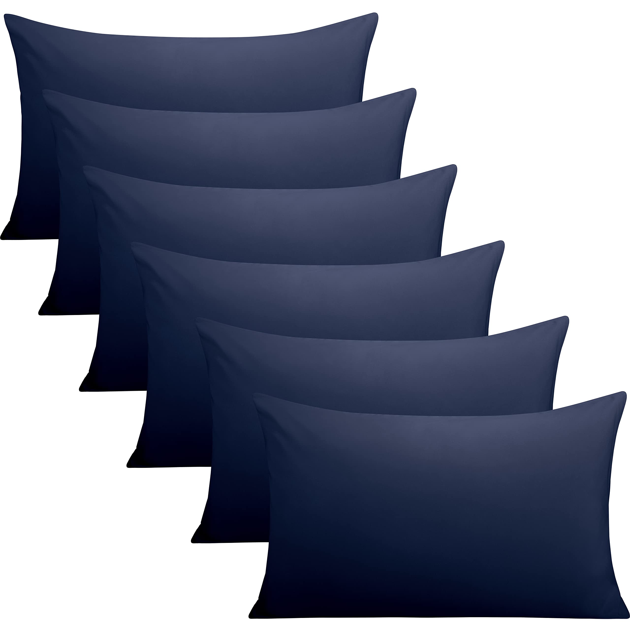 FLXXIE 6 Pack Microfiber Queen Pillowcases, Envelope Closure, Navy