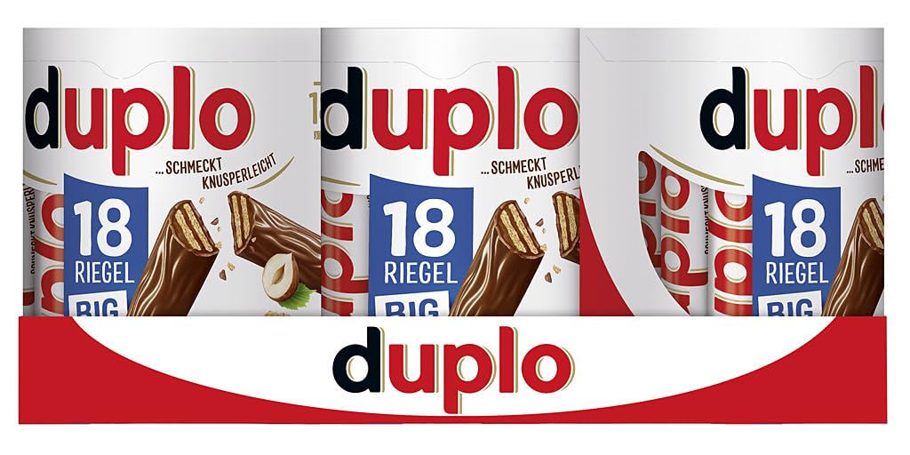 Duplo Big Pack – Schokoriegel mit feiner Nugatcreme, knuspriger Waffel & zarter Vollmilchschokolade – 15 Packungen mit je 18 einzeln verpackten Riegeln