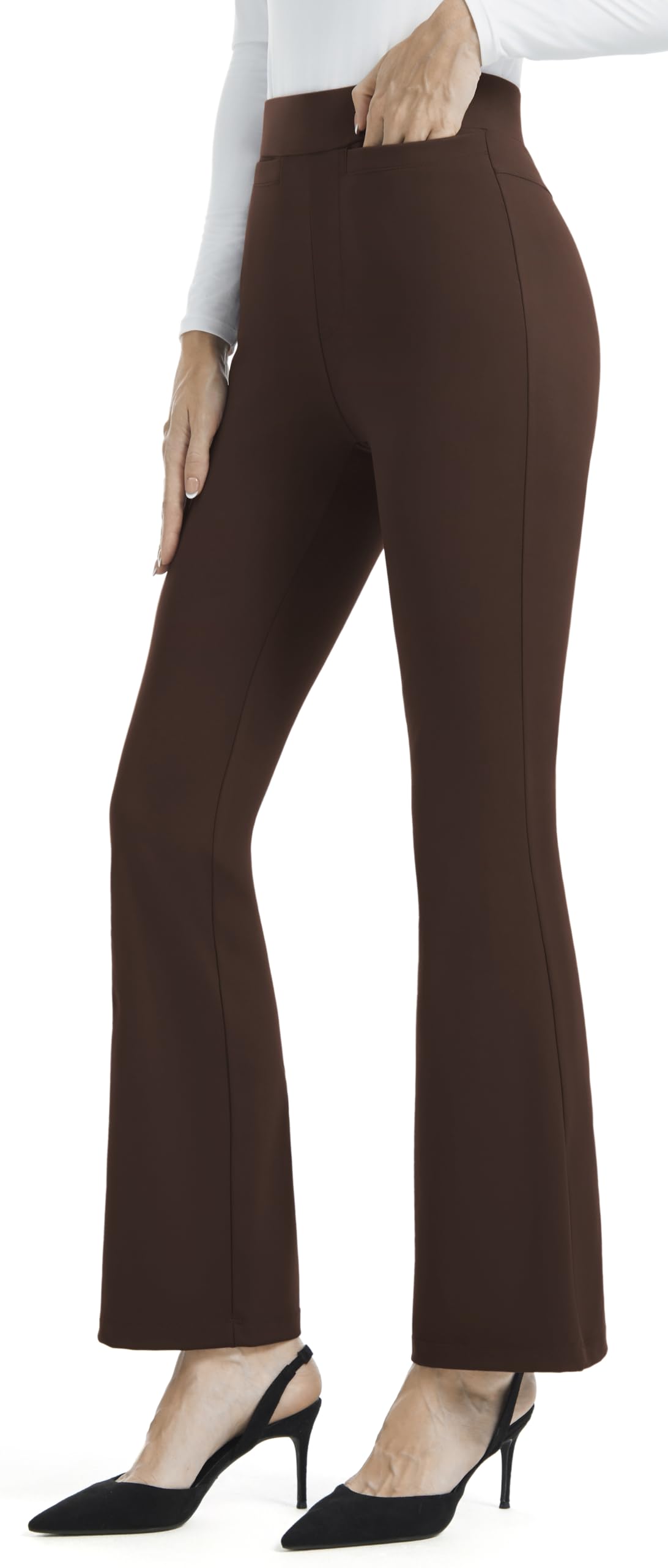 AFITNE Women's Yoga Dress Pants Stretchy High Waist Pull On Bootcut Business Work Office Casual Slacks with 2 Pockets 29”/31”