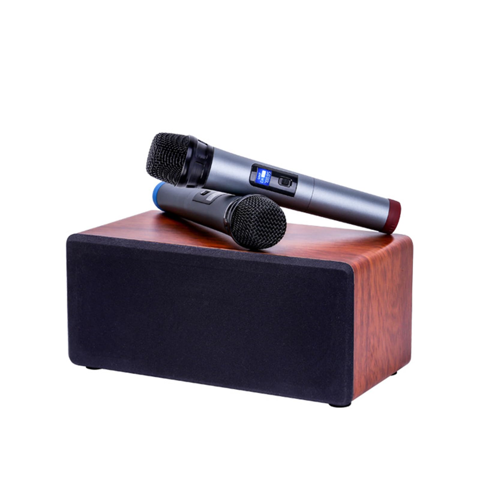 KTV Audio Mikrofon Bezprzewodowy Mikrofon Głośnik Bluetooth Śpiew Zestaw Karaoke Retro Drewniany Subwoofer