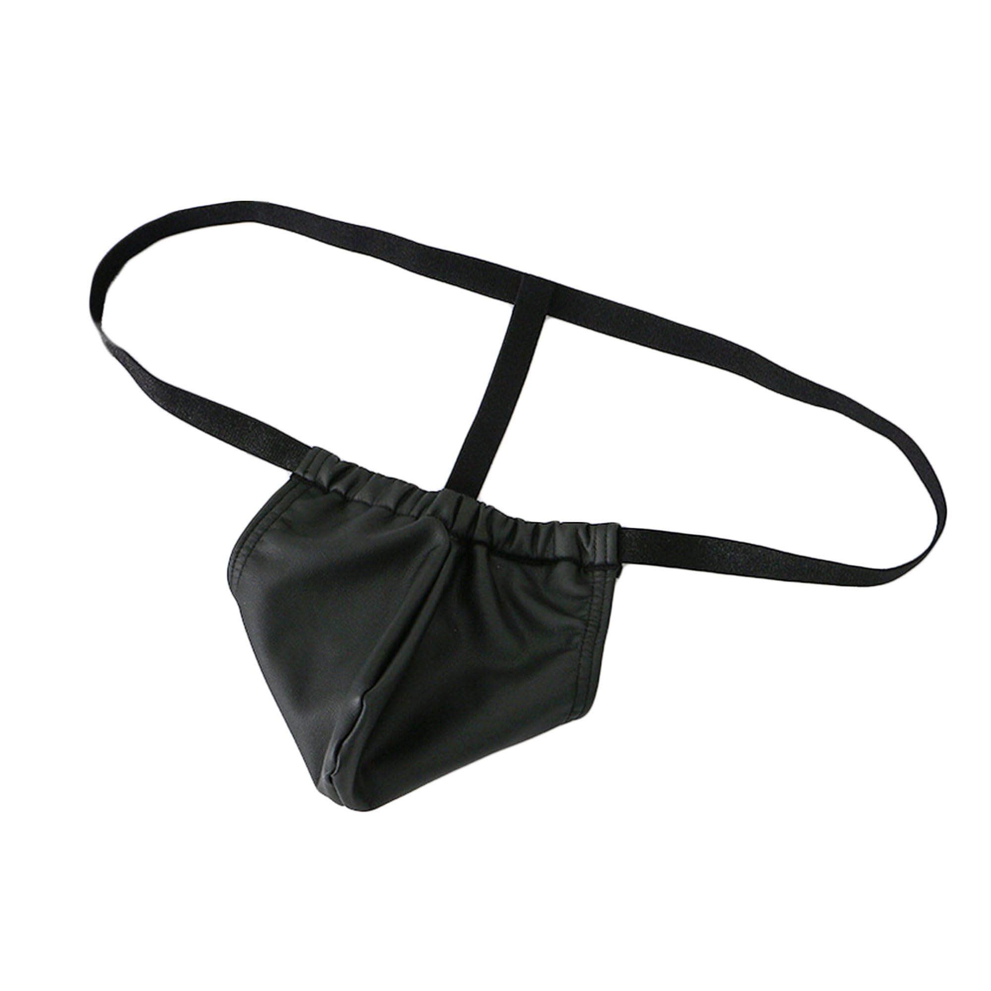 Transparent triangle shorts men's underwear panties triangle imitation leather breathable thin section