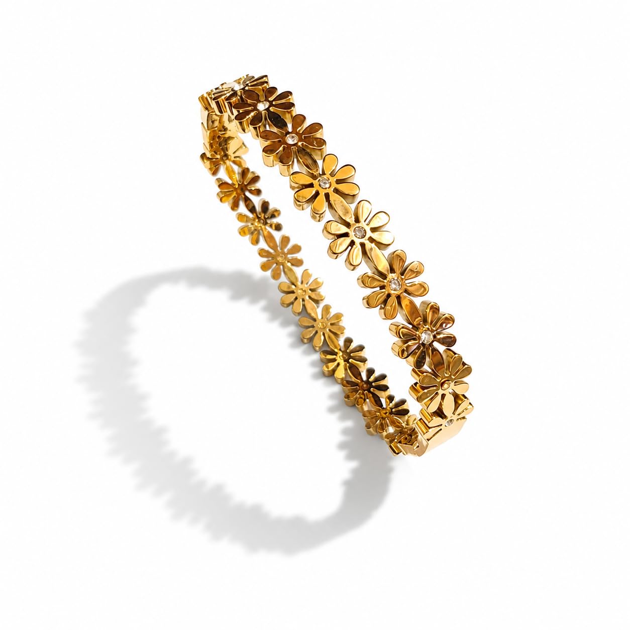 VIDHA 18k Gold Plated Crystal Bangle Bracelet for Women - Waterproof & Anti Tarnish - Gift for Girls & Women | Stainless Steel Openable Crystal Bracelet | Cuff Bangle | Friendship Couple Wedding Gifts for Mother Sister Wife Girlfriend-image-25