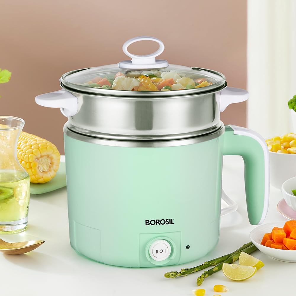 Borosil Stainless Steel Electric Kettle with Egg Tray -1