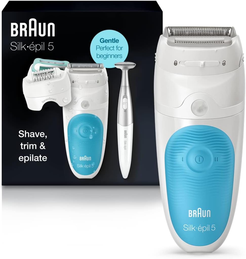 Epilator Silk-épil 5 5-810, Hair Removal Device, Epilator for Women, Shaver & Bikini Trimmer, Cordless, Rechargeable, Wet & Dry