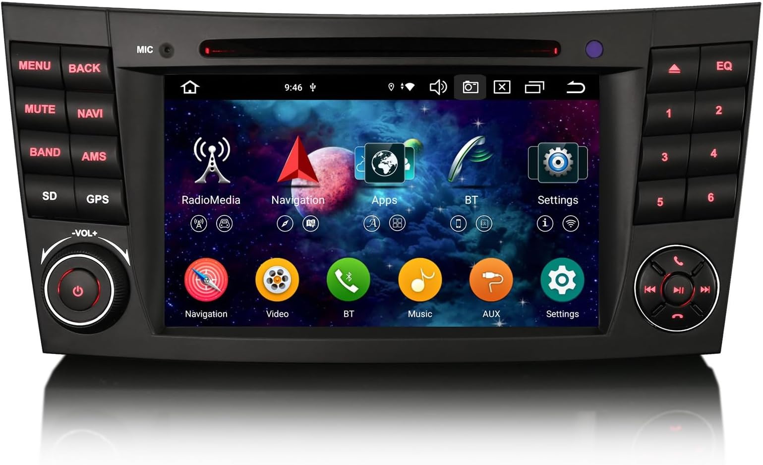 Erisin 8 Core Android 14 Car Stereo Head Unit for Mercedes CLS/E-Class W211 W219 C219 Carplay DSP Bluetooth 5.0 Handsfree Wifi SWC DAB+ GPS SatNav DVR IPS DVD Player