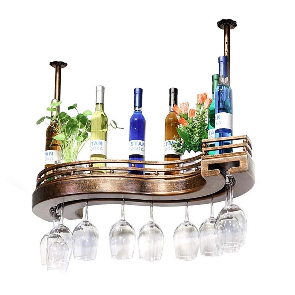 Casier à vin suspendu à l'envers solution gain de place pour bouteilles et verres
