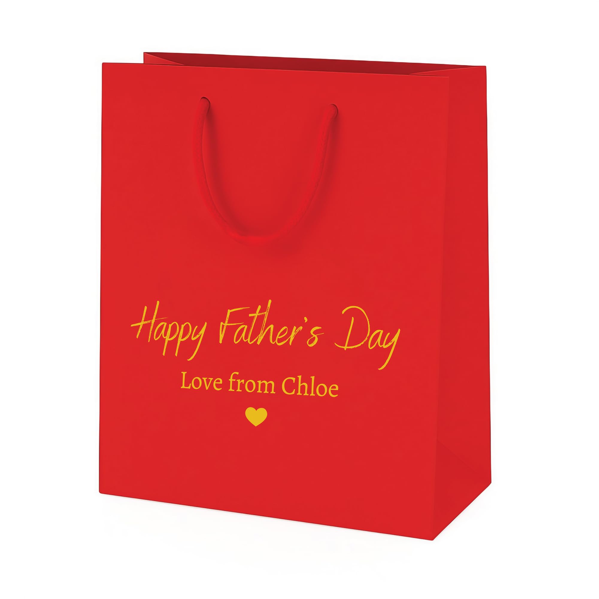COOKIES AND KOALAS Personalised Fathers Day Gift Bag – Red Small 20x24x10 cm – Custom Name & Message Foil Print – Step Dad Fathers Day Gift Bag