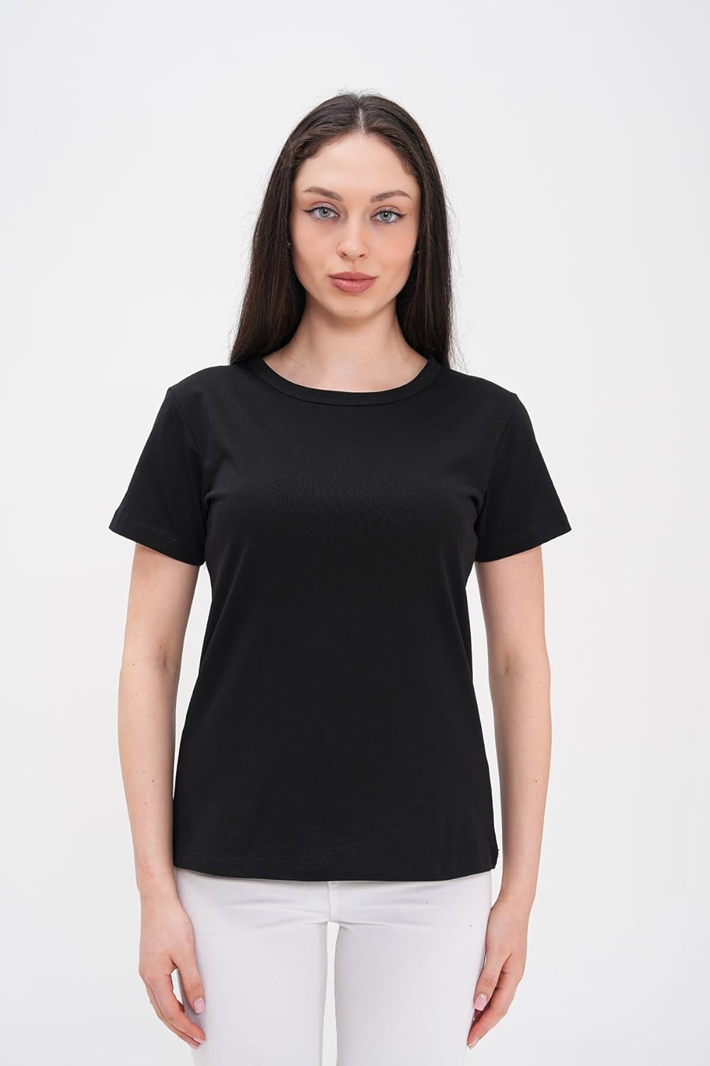 Women's Essentials T-Shirt, Cotton Crewneck Tee, Classic Fit T-Shirt for Women (Black,L) - Image 4