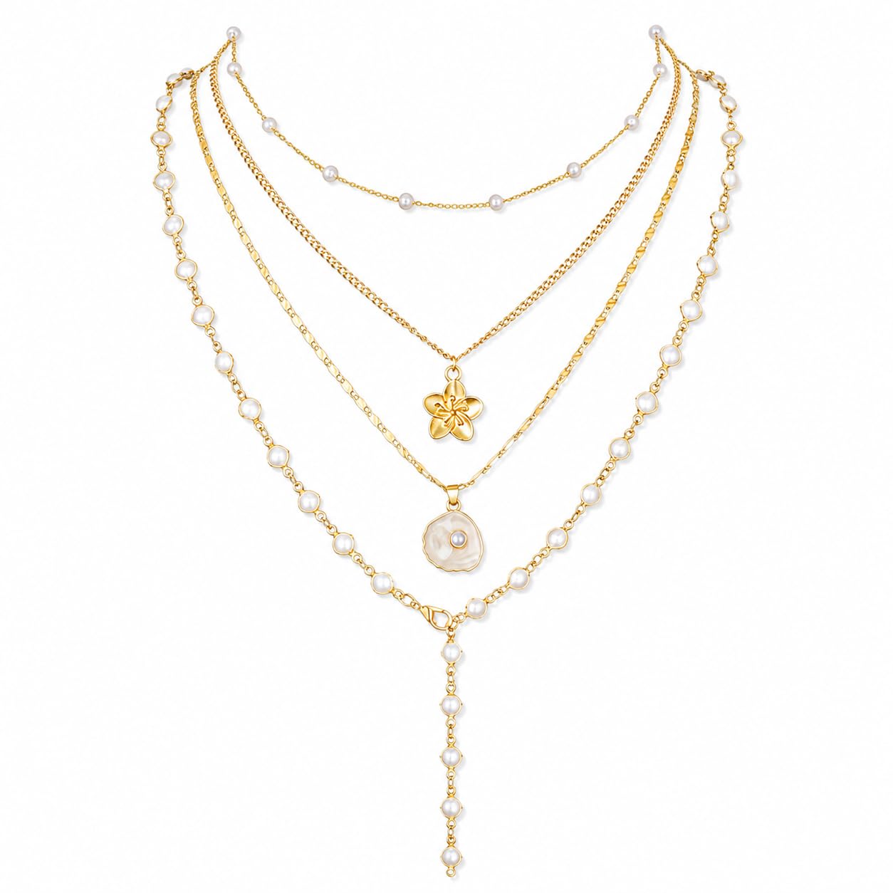 4 Pcs Combo Latest Stylish Western Multilayer Charm Pendant Necklace Set for Women Gifts for Girls (17443np)-image-0