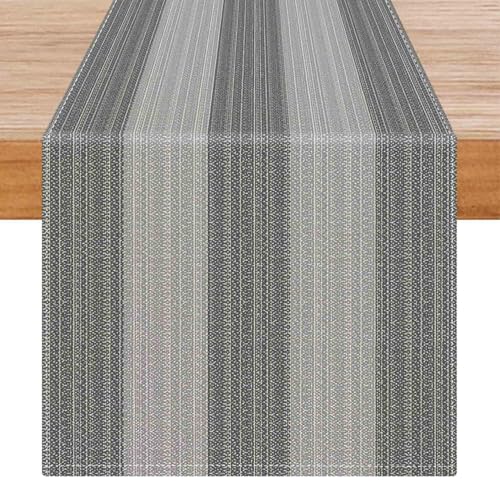 Avalune Camino de Mesa Gris Rayas Moderno Rústico Lavable Otoño Rústico Rectangular Decoración de Mesa para Interior Exterior Fiesta Decoración de Jardín Comedor 40x140 cm