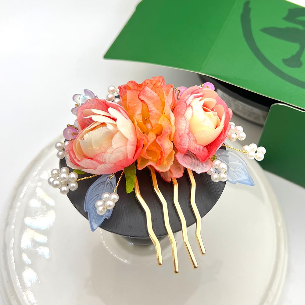 Forcina per capelli Hanfu con perle di rosa e orchidea, antica forcina cinese, forcina per capelli classica, elemento Han (rosa e orchidea)
