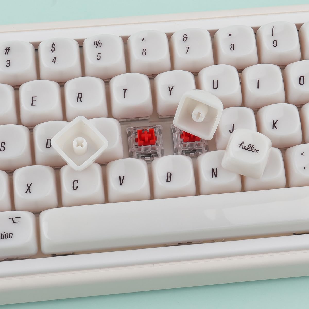 Sunzit MOA Keycaps, 136 Tasten, Cute Keycaps mit Keramikstruktur, minimalistisches weißes Keycap Set, Tastenkappen für mechanische Tastaturen mit 65%/75%/96%/voller Größe (durchscheinendes Weiß)