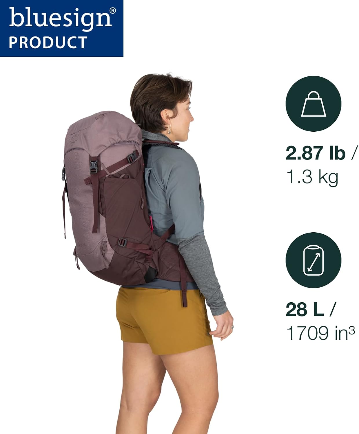 Osprey Kyte LT 28L Women's Backpacking Backpack - Lightweight Hiking & Travel Bag with Waterproof Raincover, Barley Brown