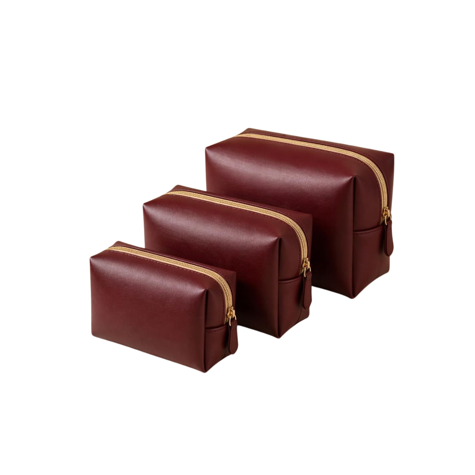 Travel Makeup Organizer Bag Set of 3 for Women | Waterproof Cosmetic Pouches with Smooth Zipper | Multi-Size Toiletry & Vanity Storage for Makeup, Skincare & Travel Essentials | Brown-image-31