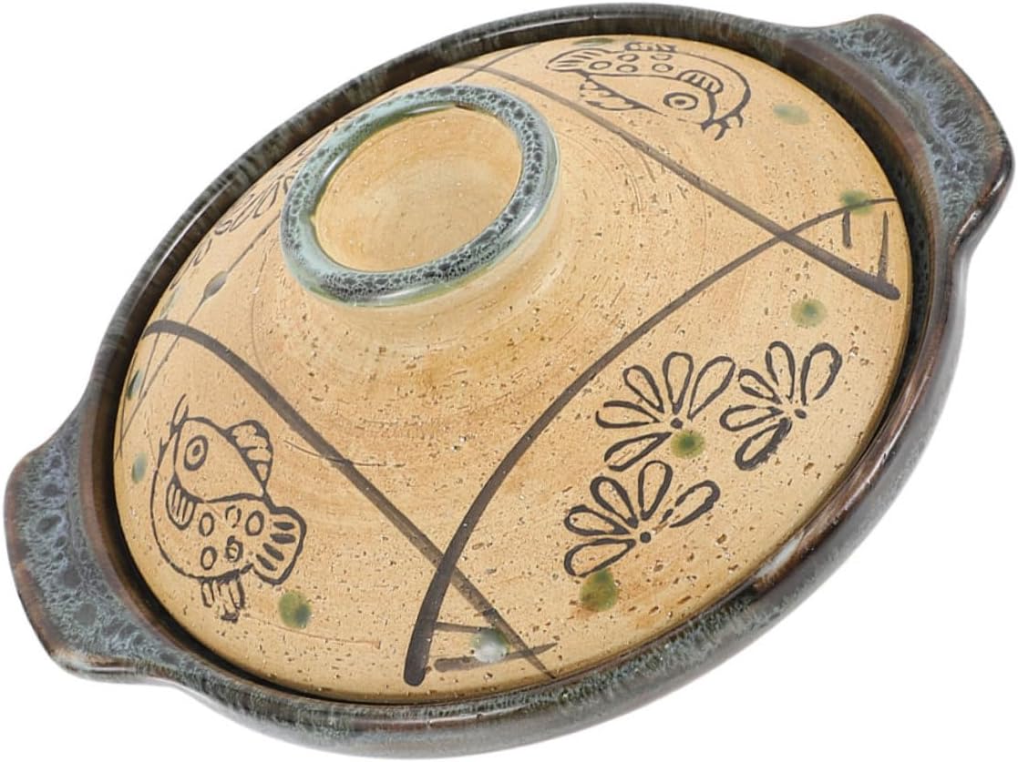 Garneck Rice Pot Cauldron Cooking Pots Clay Casserole Dish Induction Casserole Earthenware Porcelain Clay Cookware Terracotta Stew Style Baking Large Soup Cooking Enamel Ceramics