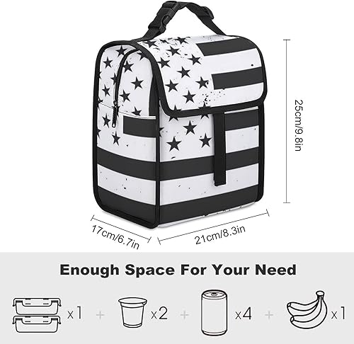 Miniatura 2 de Bolsa de almuerzo aislada, bolsa enfriadora reutilizable para hombres y mujeres, bolsa de picnic para preservación del calor, compatible con bandera