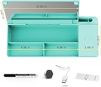 Vista 124 de TOWON Desktop Glass Whiteboard with Basic Calculator, 12 Digit LCD Display, Desk Organizers with Accessories for Office, Home, School Supplies