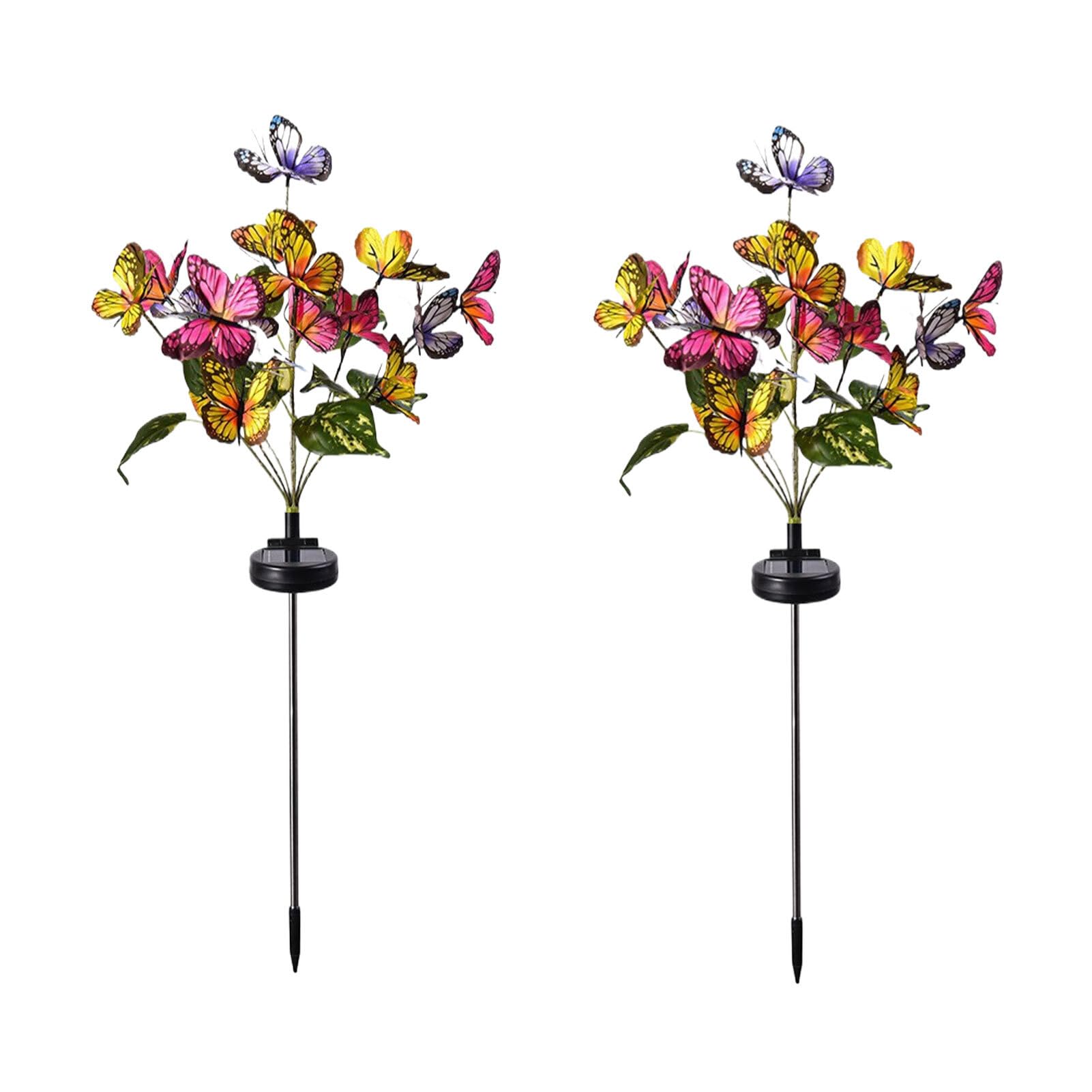 vreplrse 2X Fabric Butterflies Solar for Garden Waterproof Mimic Real Butterflies Single Crystal Silicon Faster Solar Lamp, Colour