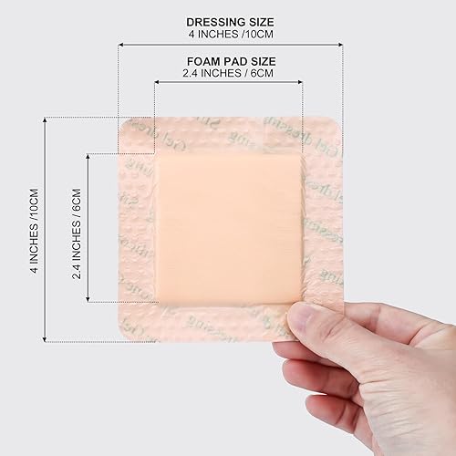 Miniatura 7 de 40 vendajes de espuma de silicona de 4 x 4 con borde suave, vendajes de silicona impermeables para el cuidado de heridas, parches para úlceras de