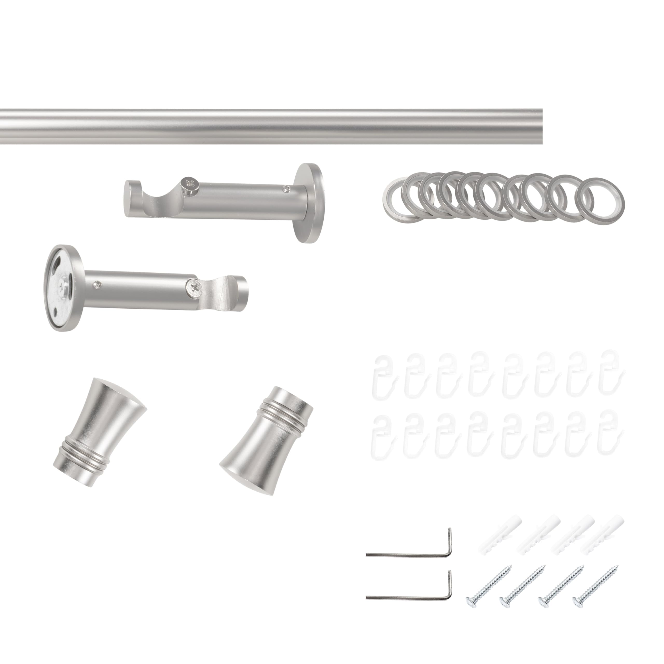 SN Deco Gardinenstange Lyon Ø19 mm 1-läufig Stahl Komplett-Set mit Ringen Auflageträger 360 cm chrom matt