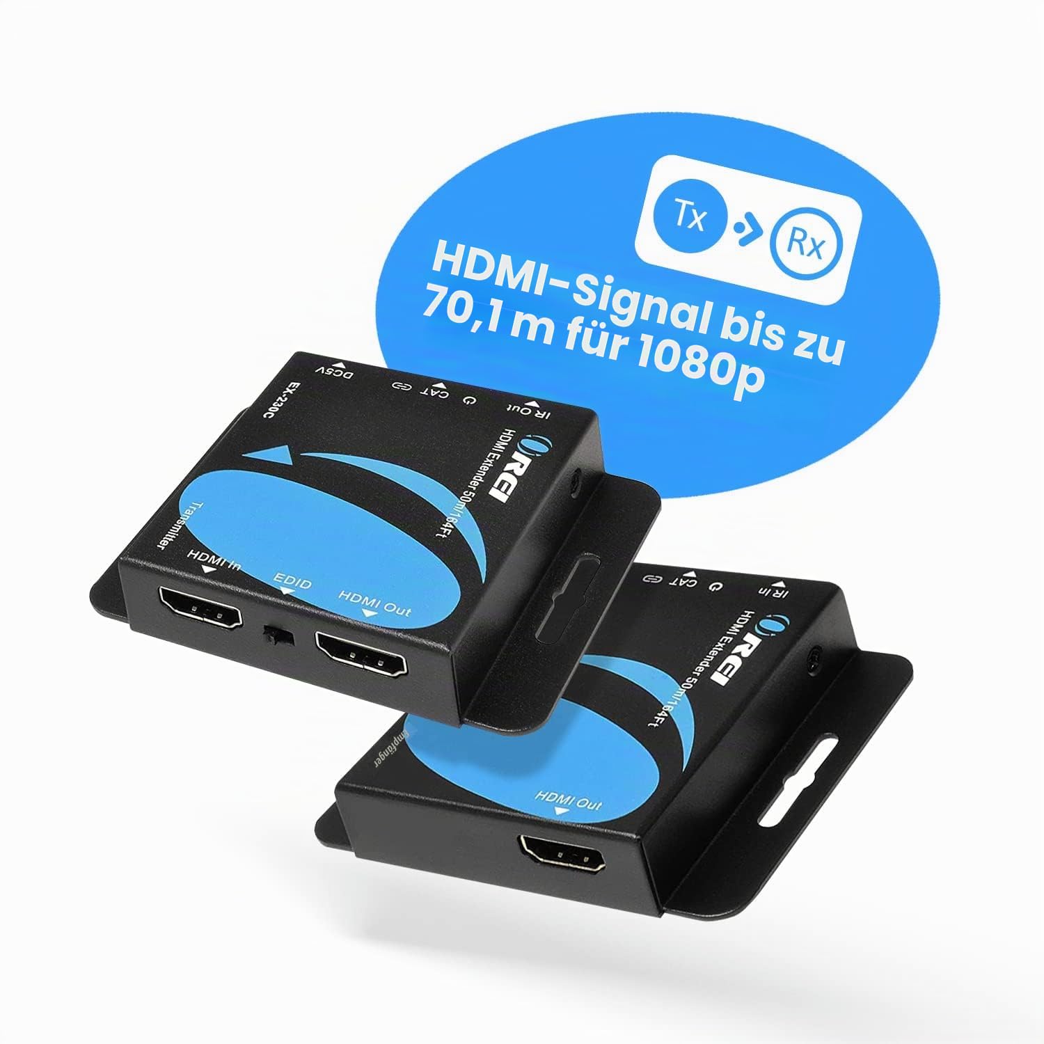 OREI 4K HDMI Over Ethernet CAT6/CAT7 Extender, Extender RJ45 4K @ 30Hz bis zu 130 Ft 1080P bis zu 230 FT Full HD POC Transmitter & Receiver IR Loop Out (EX-230C)
