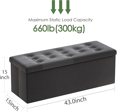Miniatura 67 de PRANDOM Otomana con almacenamiento [1 unidad] Taburete cuadrado pequeño de terciopelo plegable con tapa para sala de estar, dormitorio, mesa de