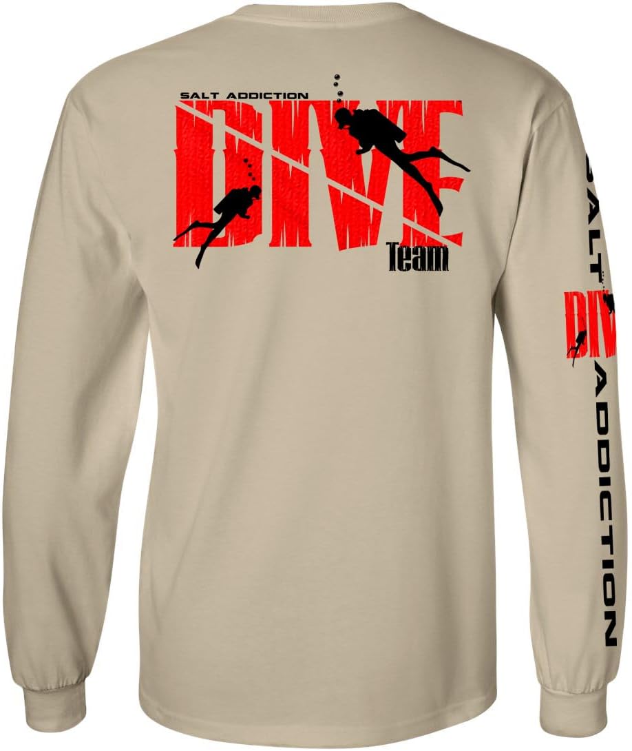 Salt Addiction Long Sleeve Cotton and 50/50 T-Shirt, Diving Flag Design, Men's Dive Apparel