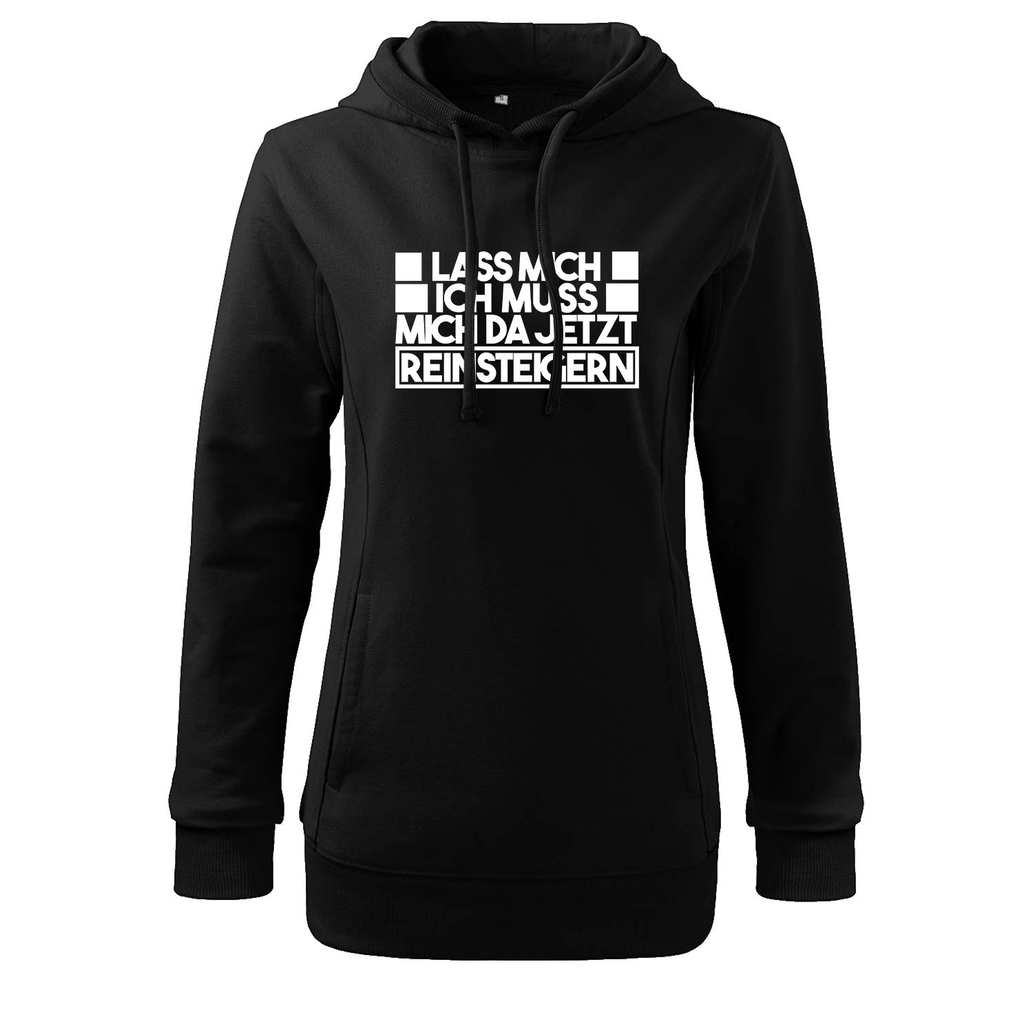 Lass Mich ich muss Mich da jetzt Reinsteigern Premium Damen Hoodie Kappuzenpullover Frauen Pulli mit Kapuze Sweatshirt mit Aufdruck und Bauchtaschen